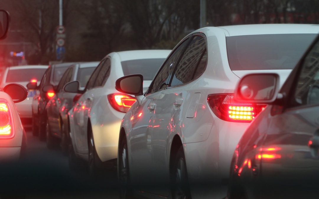 Image shows queuing traffic